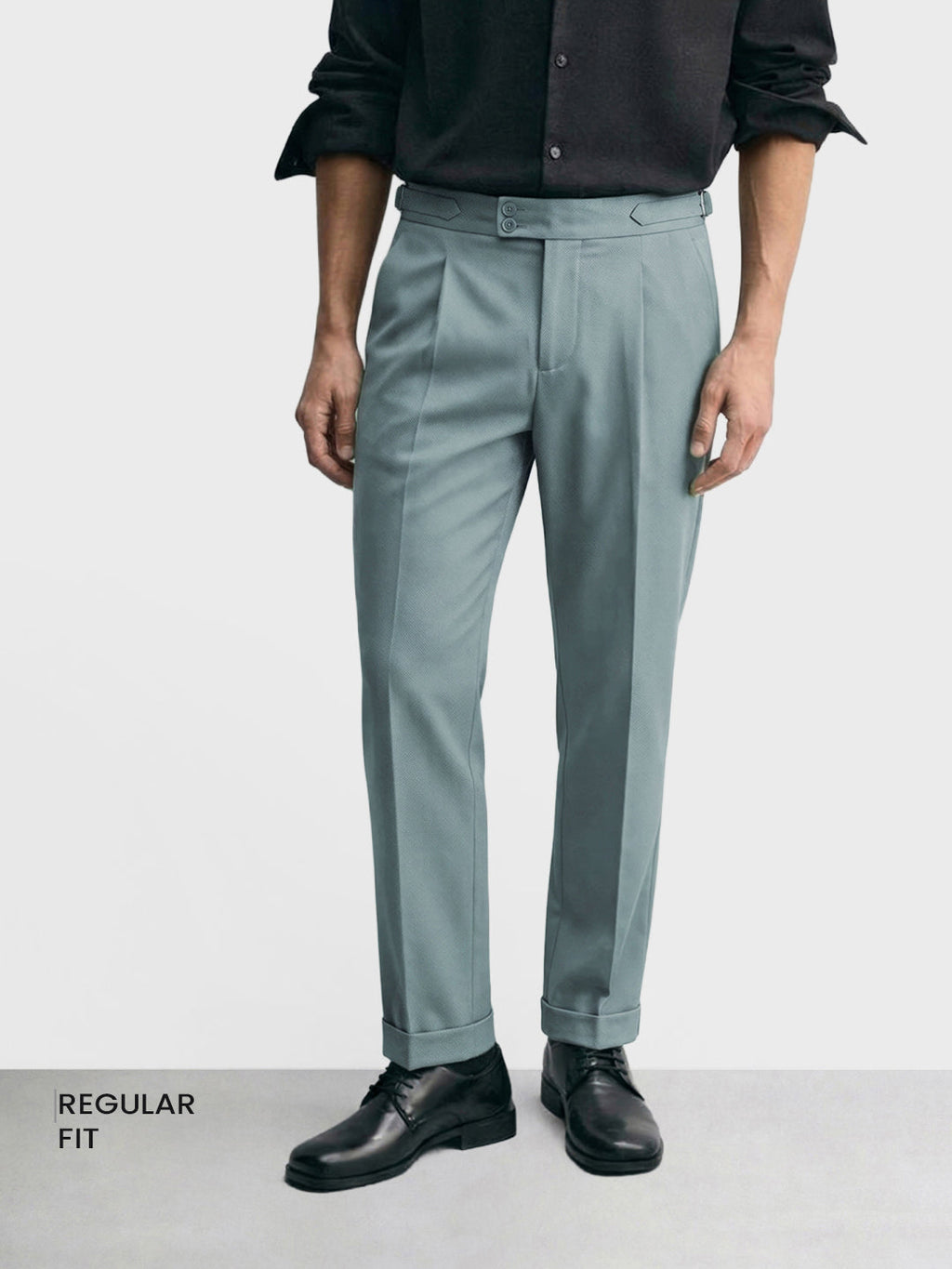 Men's Green Regular Fit Solid Casual Trousers