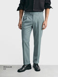 Men's Green Regular Fit Solid Casual Trousers