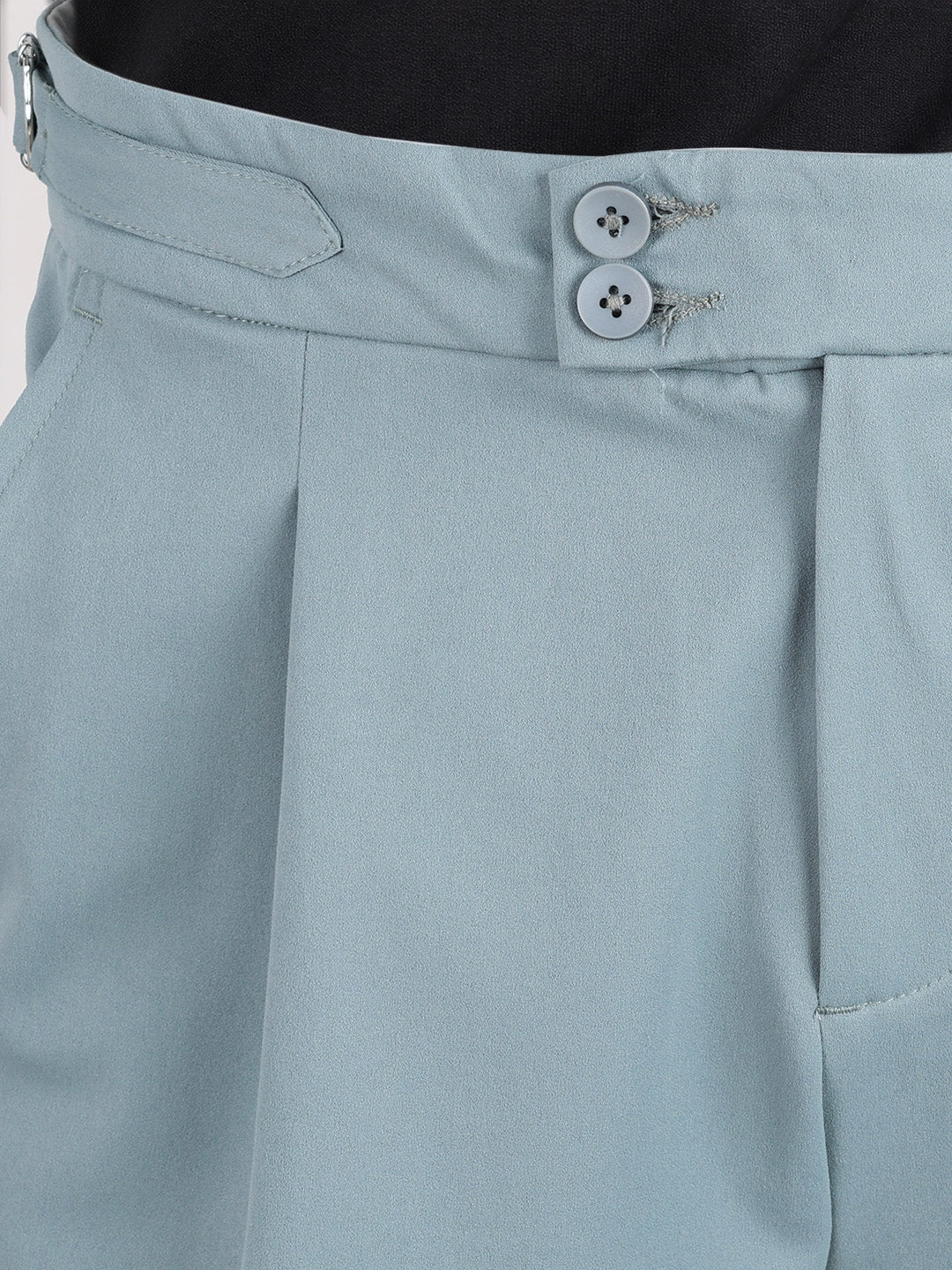 Men's Green Regular Fit Solid Casual Trousers