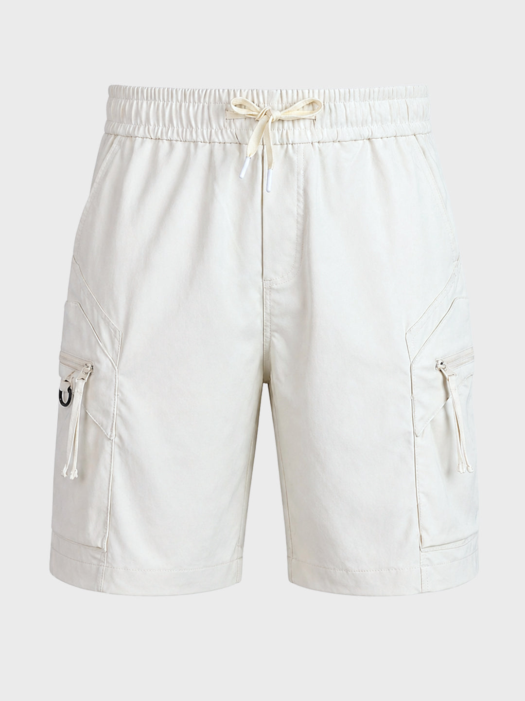 Men's White Relaxed Fit Solid Utility Shorts