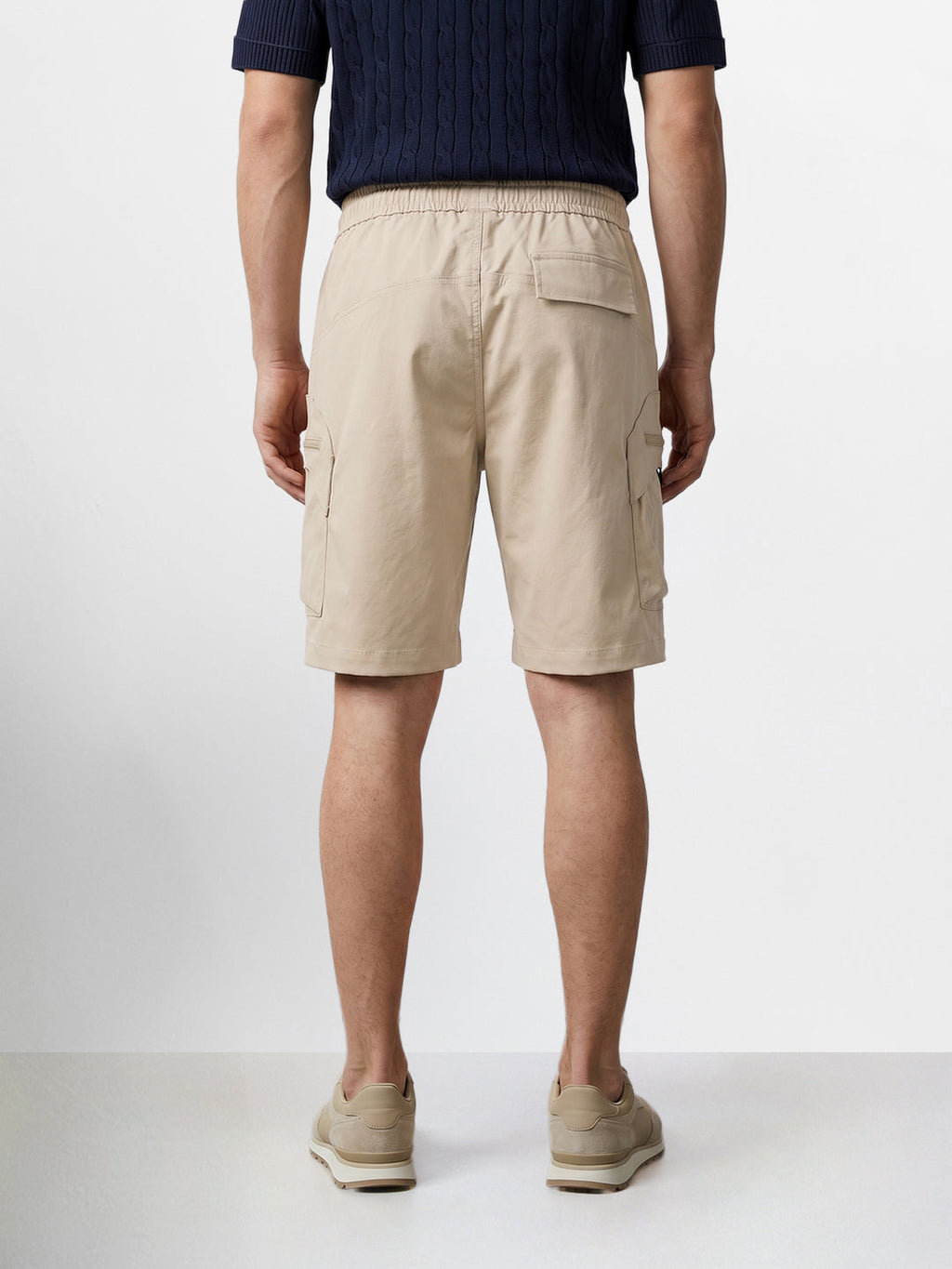 Men's Beige Relaxed Fit Solid Utility Shorts