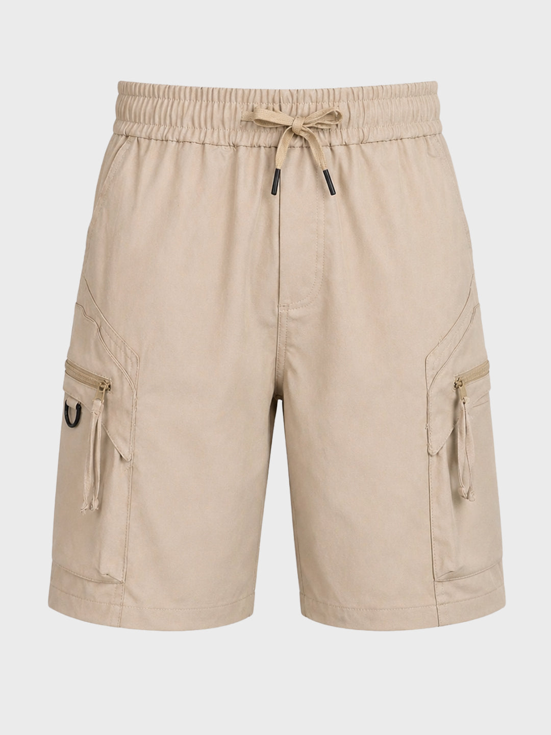 Men's Beige Relaxed Fit Solid Utility Shorts