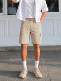 Men's Beige Relaxed Fit Solid Utility Shorts