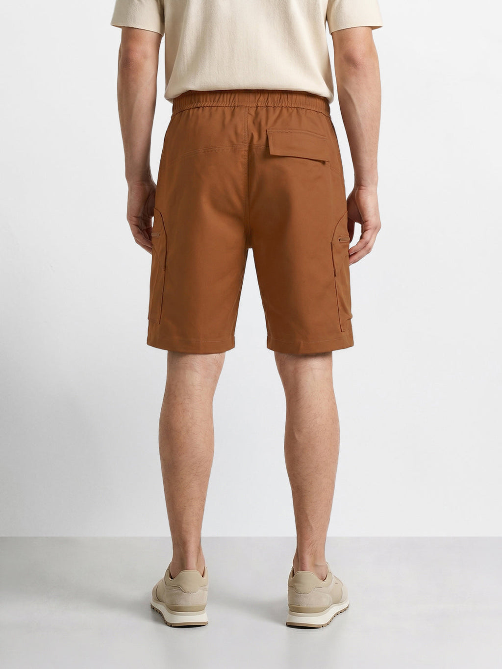 Men's Brown Relaxed Fit Solid Utility Shorts