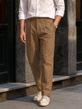 Men's Brown Relaxed Fit Solid Casual Trousers
