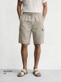 Men's Grey Relaxed Fit Solid Resort Wear Shorts