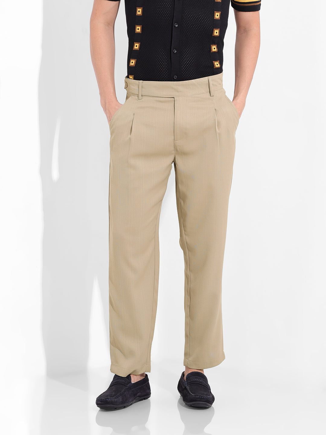 Men's Elmwood Regular Fit Solid Casual Trouser