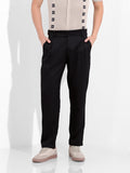 Men's Black Regular Fit Solid Casual Trouser