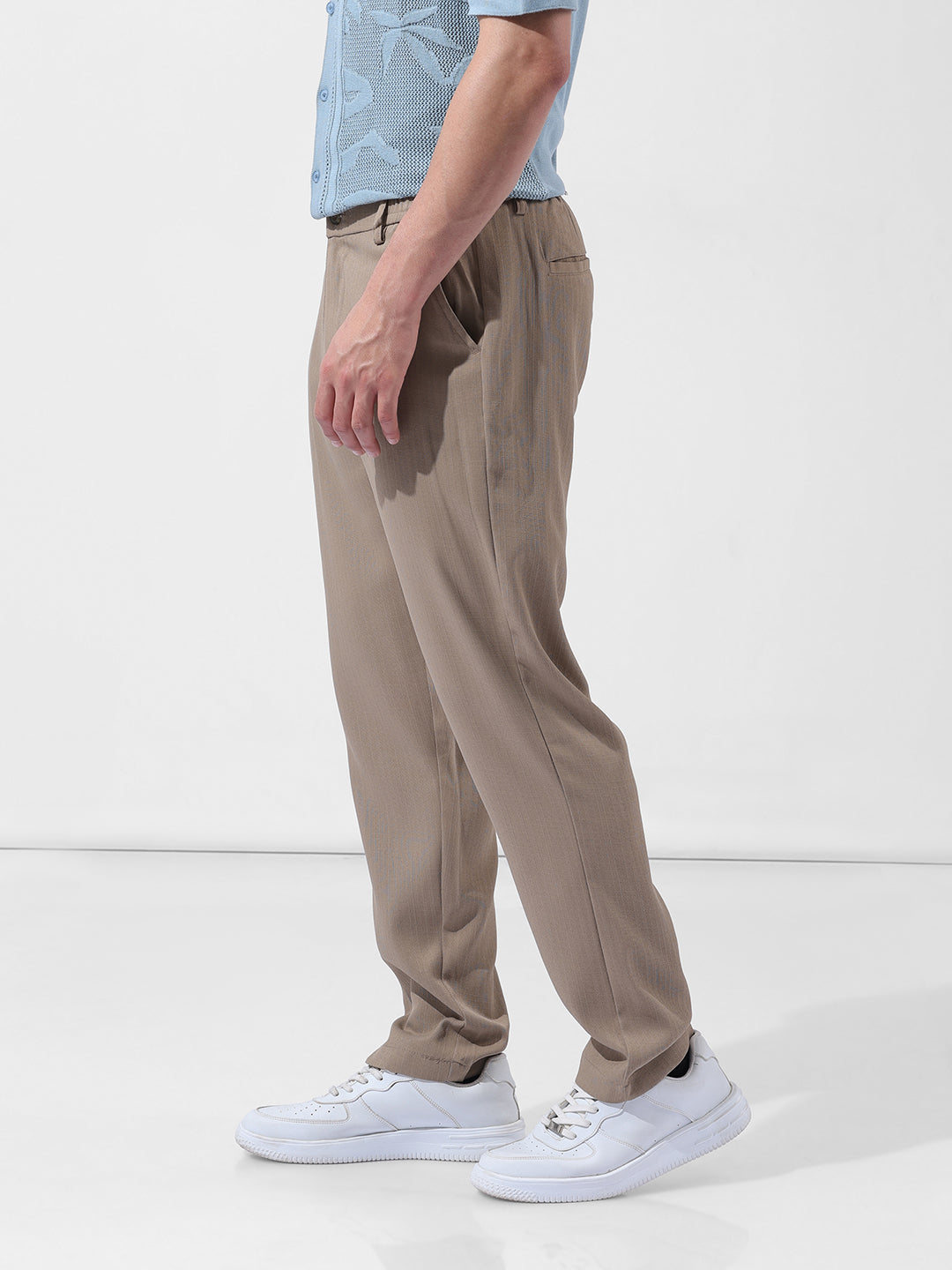 Men's Elmwood Regular Fit Solid Casual Trouser