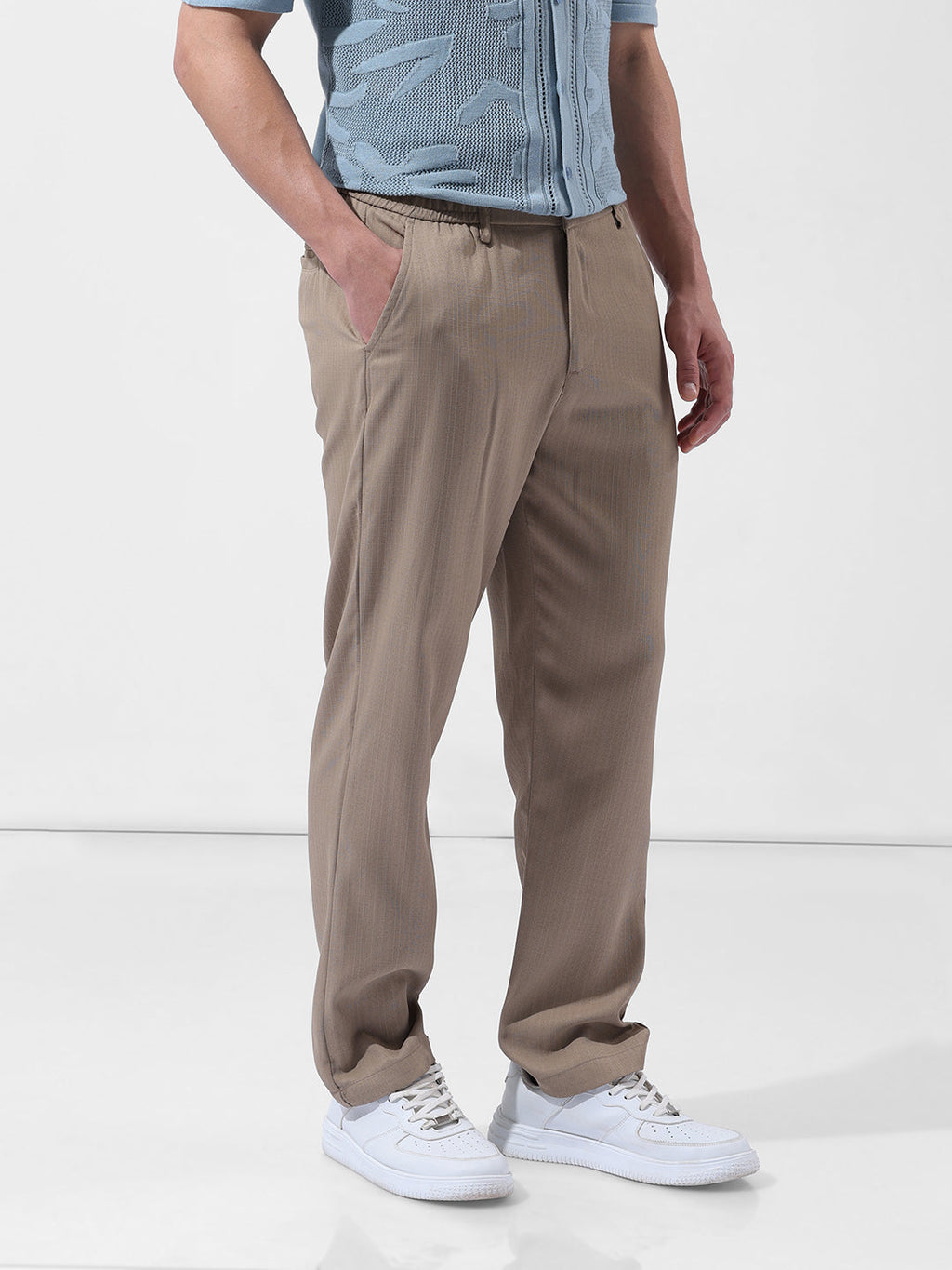 Men's Elmwood Regular Fit Solid Casual Trouser