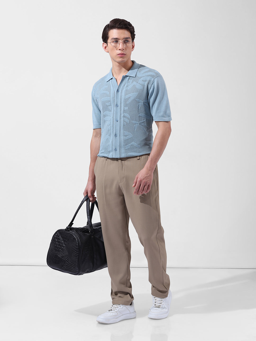 Men's Elmwood Regular Fit Solid Casual Trouser