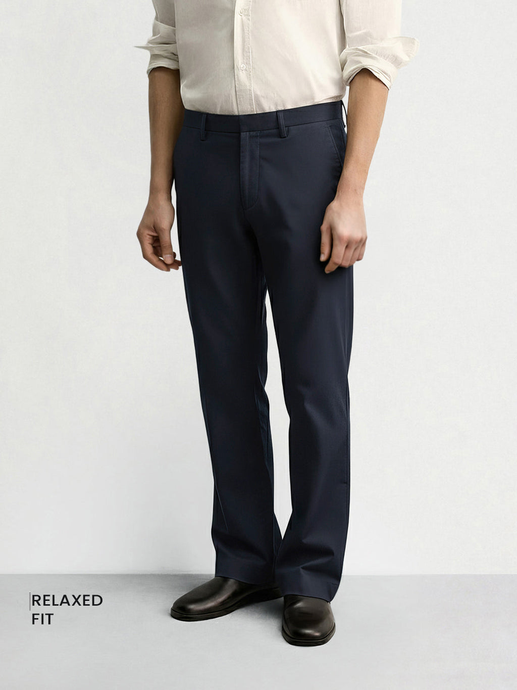 Men's Navy Regular Fit Casual Trousers