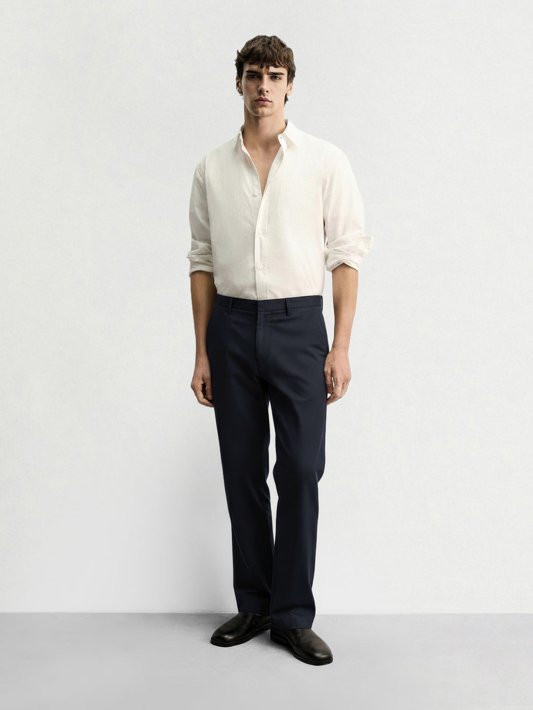Men's Navy Regular Fit Casual Trousers