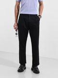 Men's Black Relaxed Fit Solid Casual Chinos