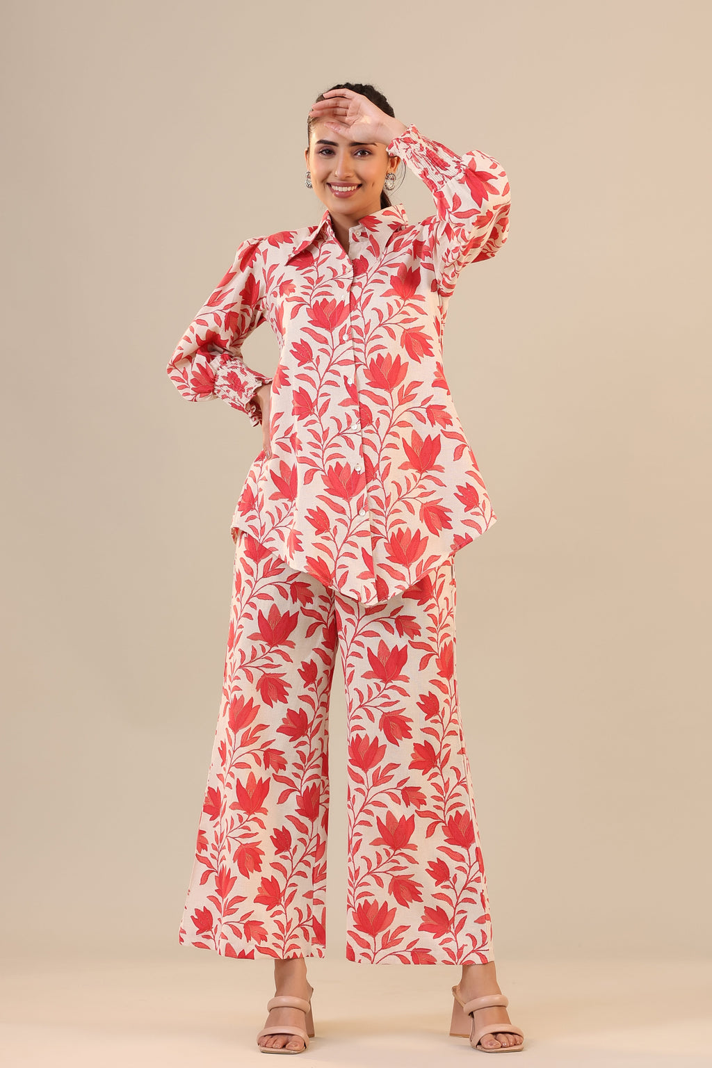 Daffodil Jaal on Off white Cotton Flex Collared Co-ord Set