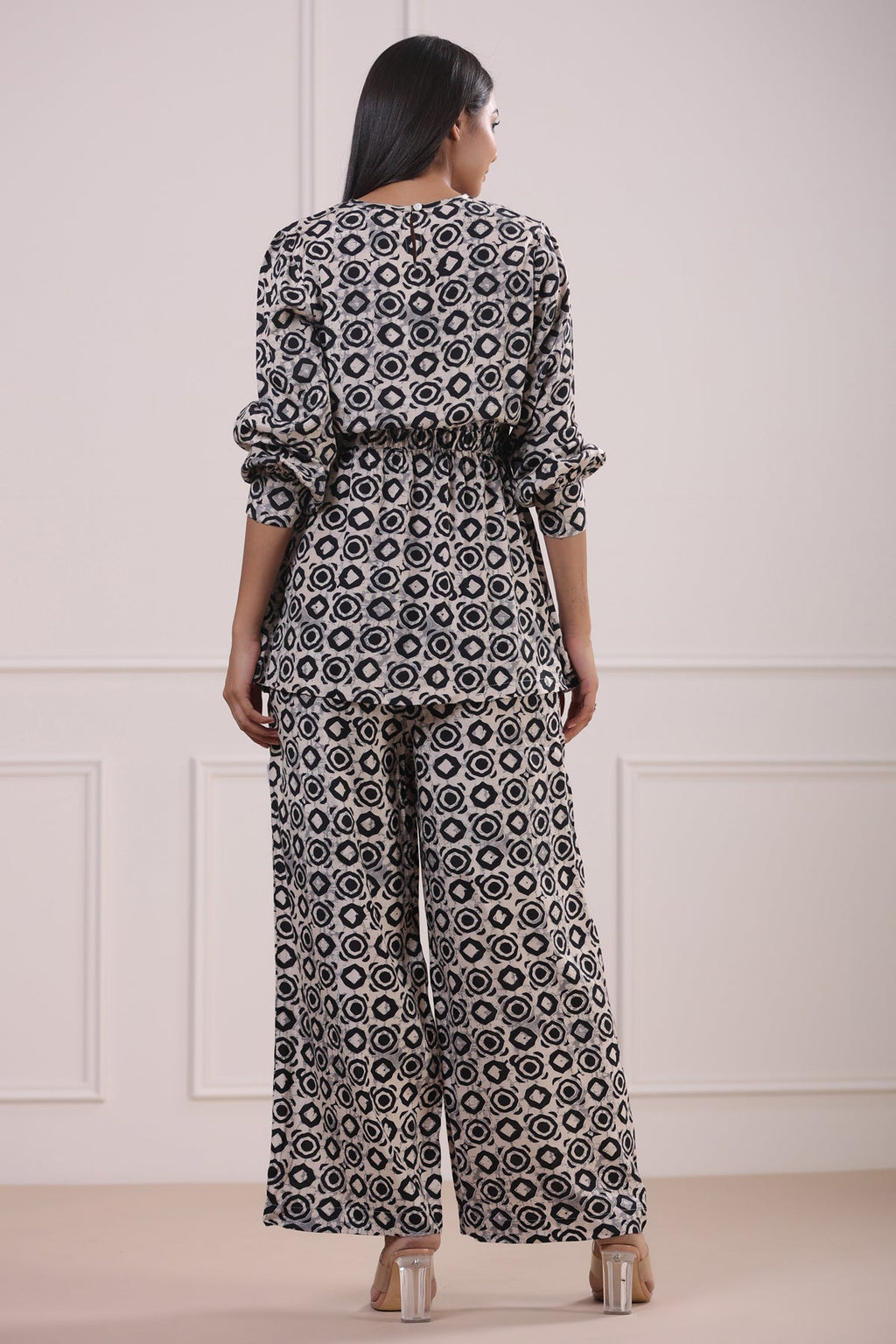 Circles on Off-white Russian Silk Co-ord Set