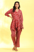 Floral Shibori on Maroon Cotton Co-ord Set