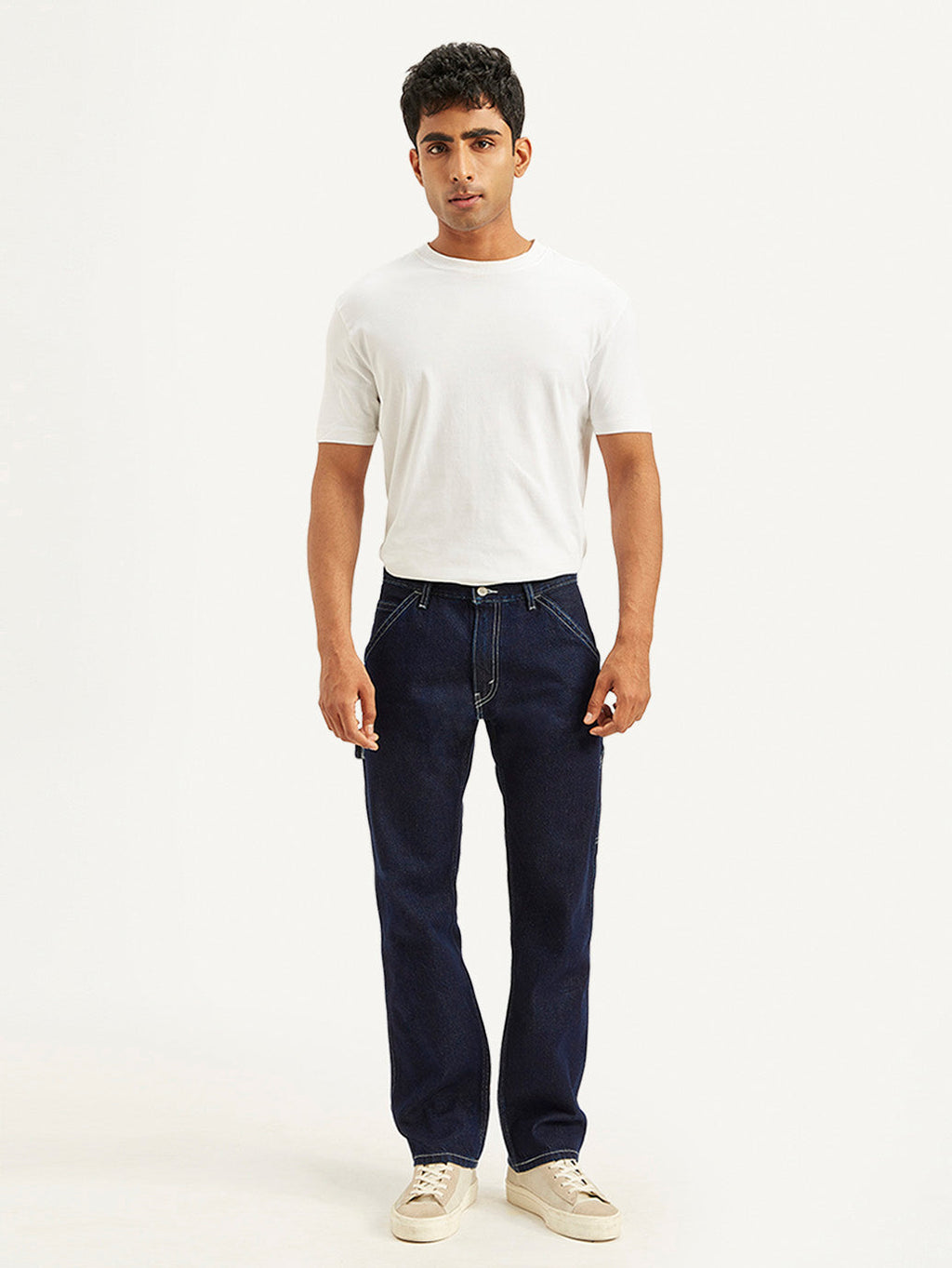 Men's 555 Navy Blue Relaxed Straight Fit Mid Rise Jeans