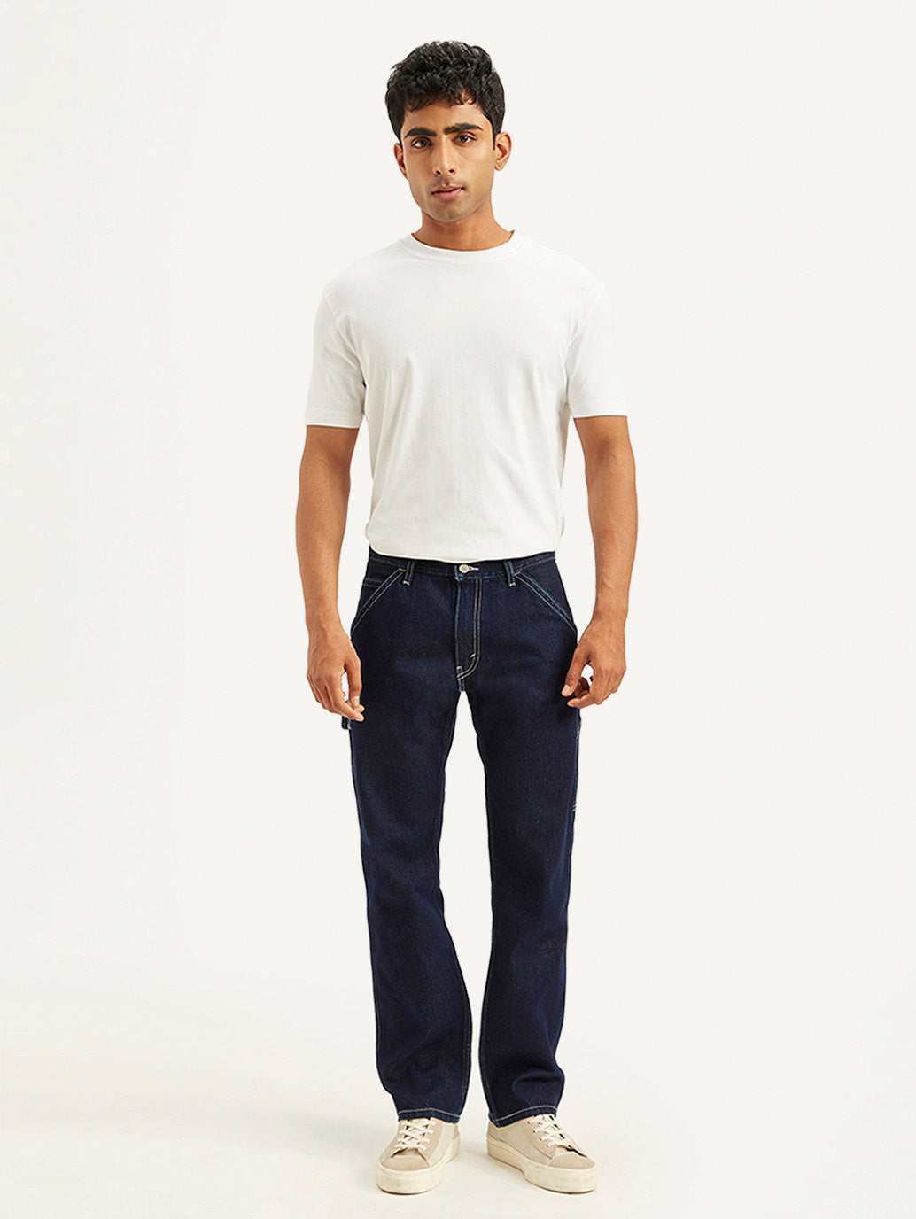 Men's 555 Navy Blue Relaxed Straight Fit Mid Rise Jeans