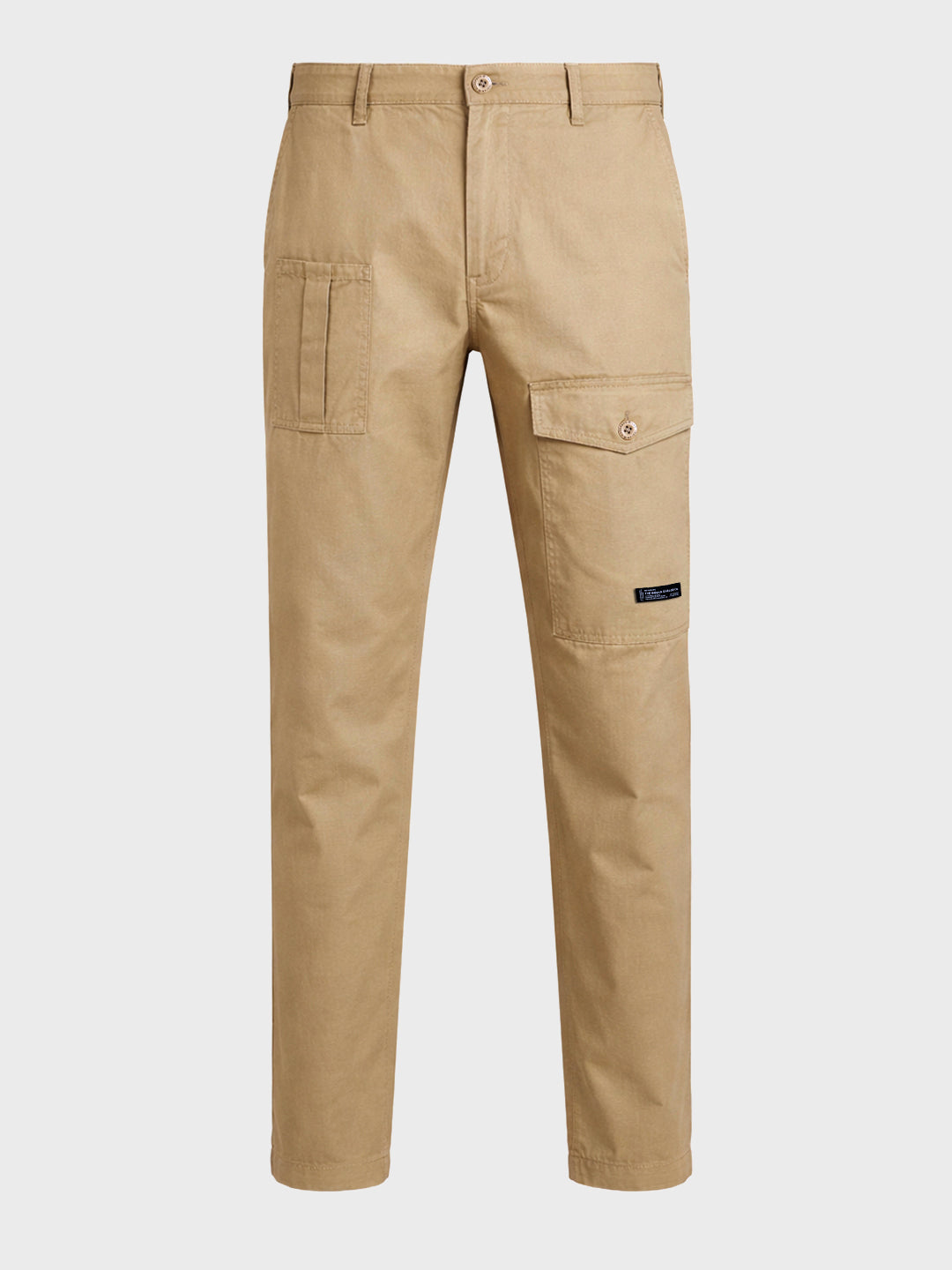 Men's Khaki Relaxed Fit Solid Casual Trousers