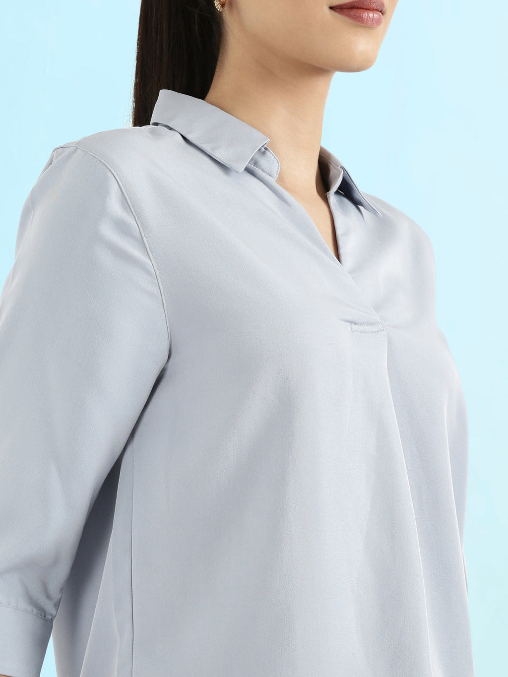 Rayon Polo Collar Top