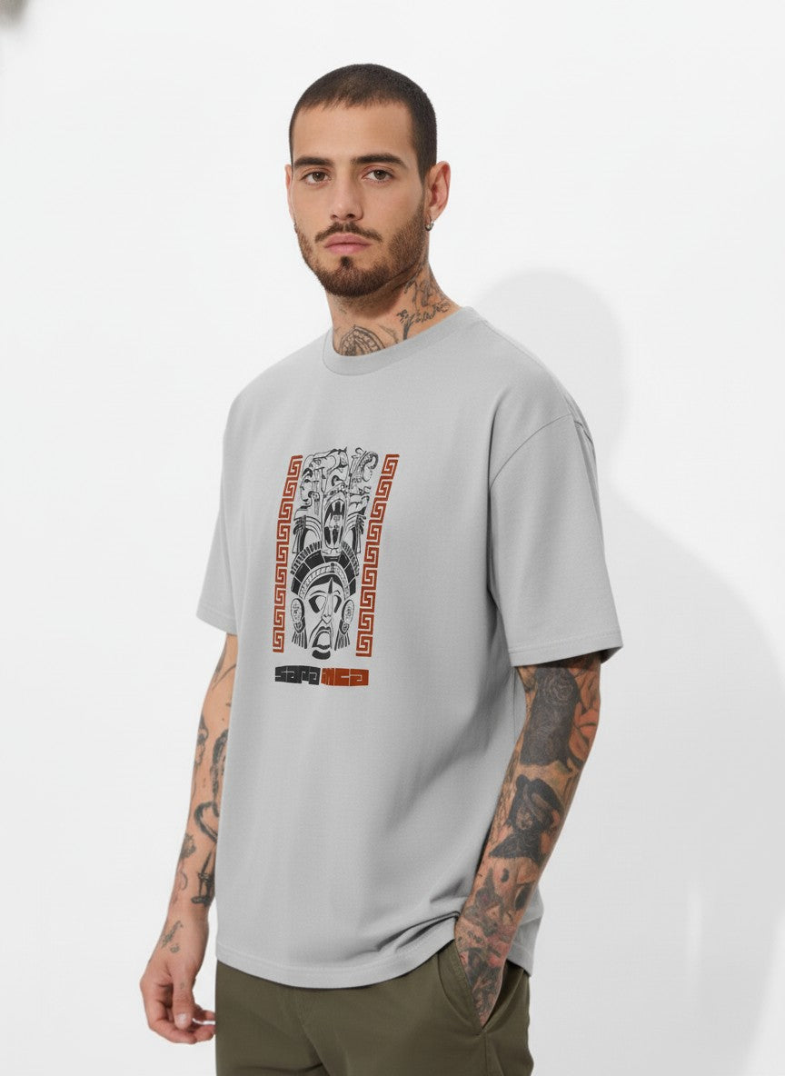 Men Oversized Cotton Tribal T-Shirt