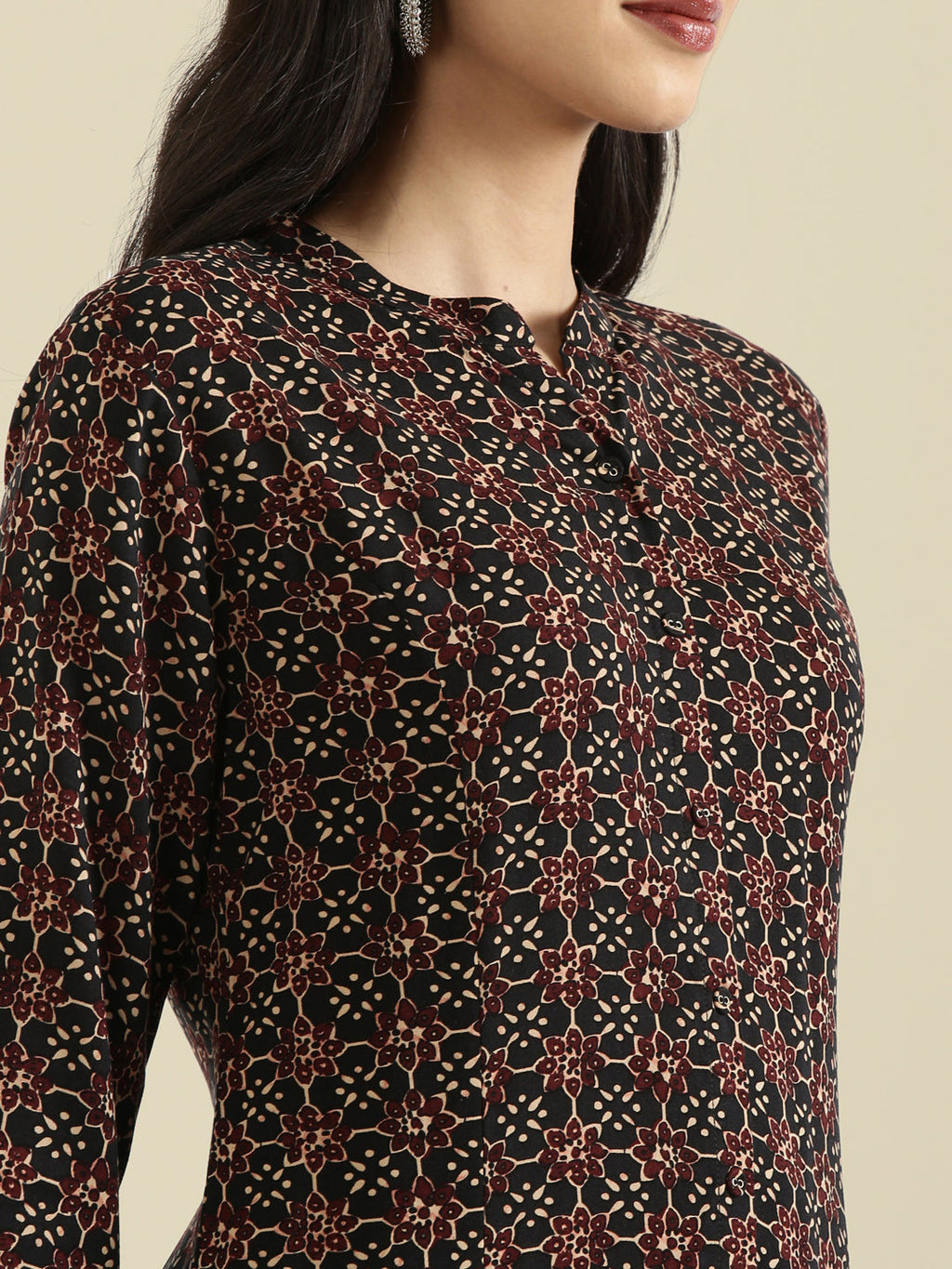 Viscose Ajrakh Print A-Line Kurta