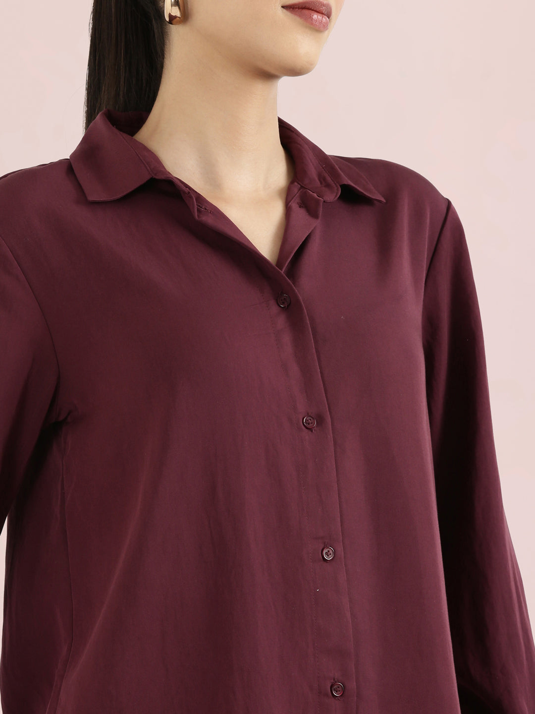 Rayon Classic Collar Long Shirt