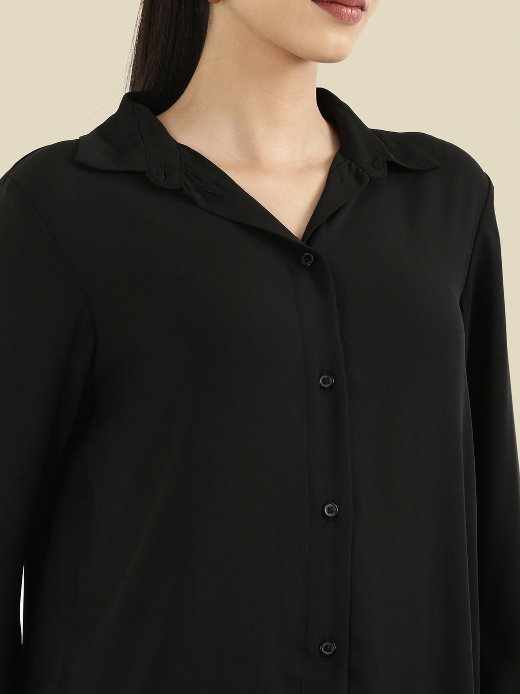Crepe Classic Collar Long Shirt