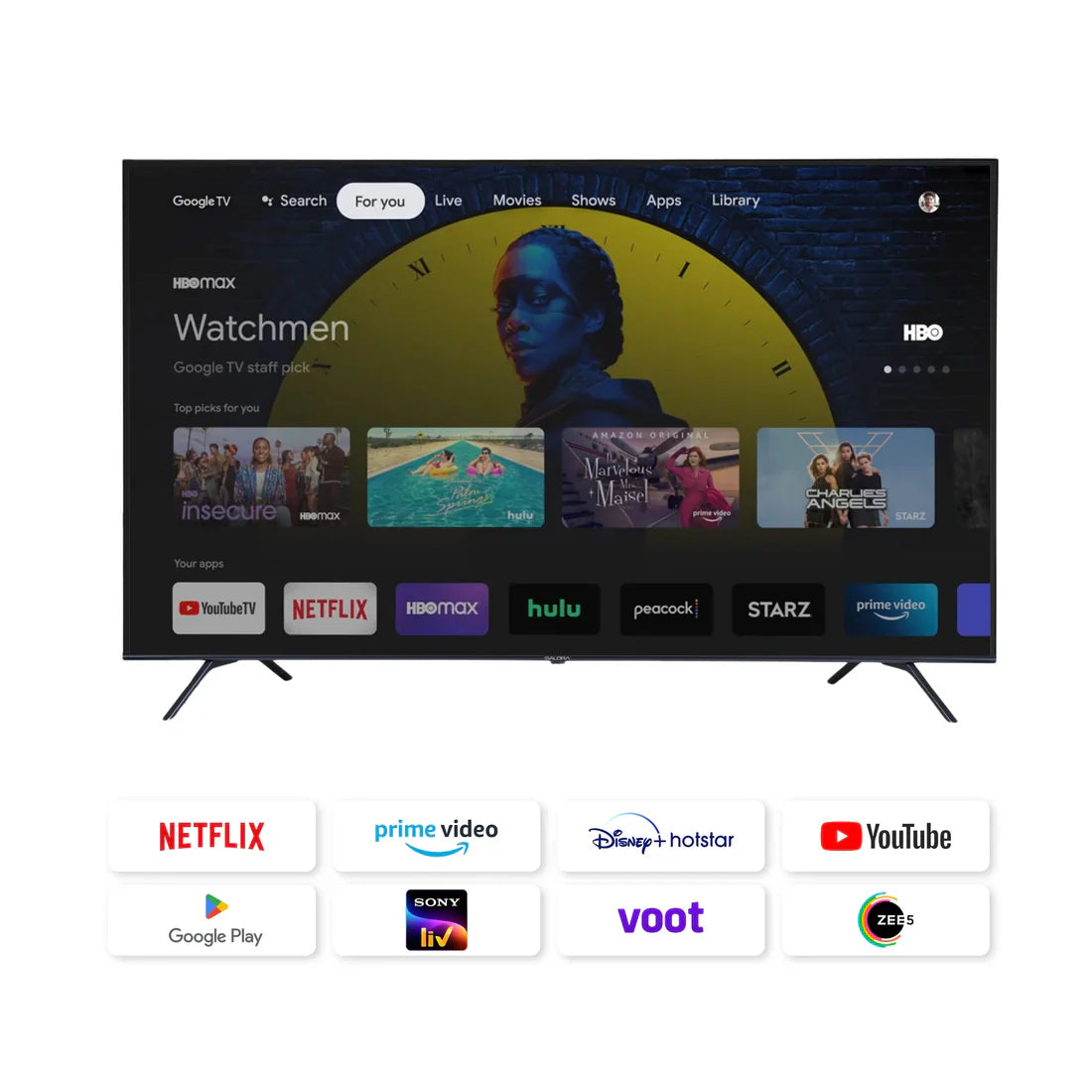 SALORA 164 CM (65 INCHES) 4K ULTRA HD SMART QLED GOOGLE TV, SLV-3655 QGTV (BLACK)