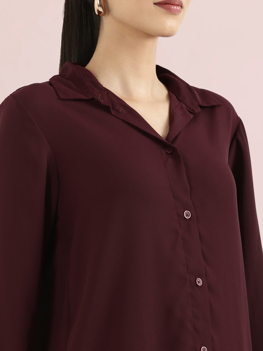 Crepe Classic Collar Long Shirt