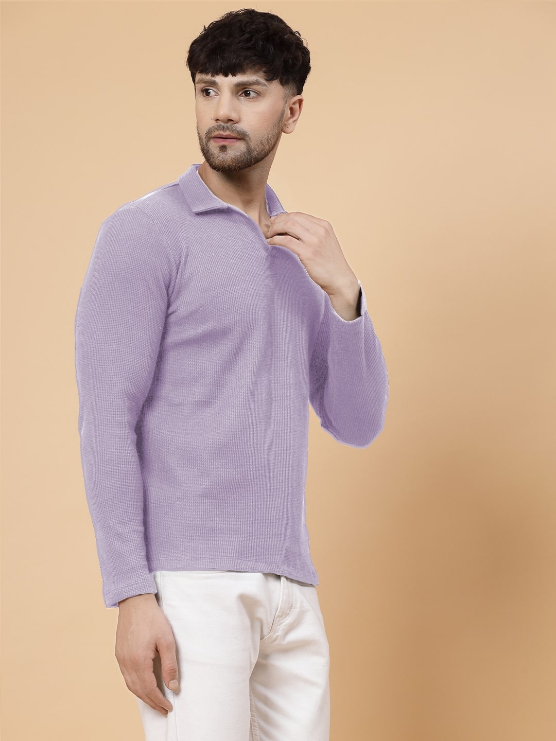 Men Purple Waffle T-shirt