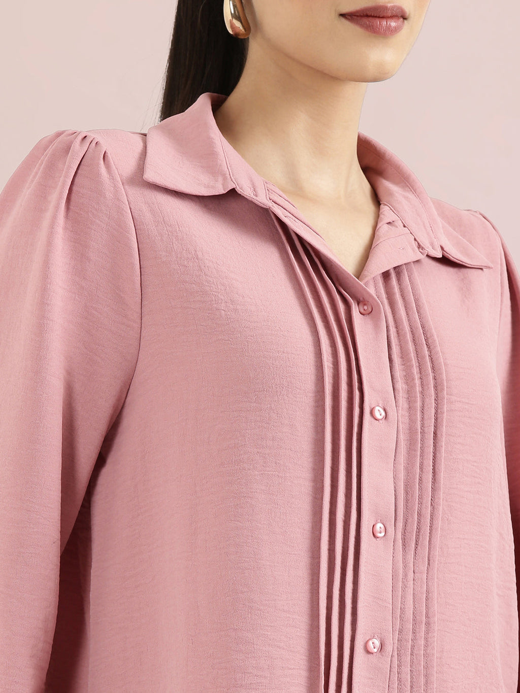 Hammered Classic Collar Pintuck Shirt