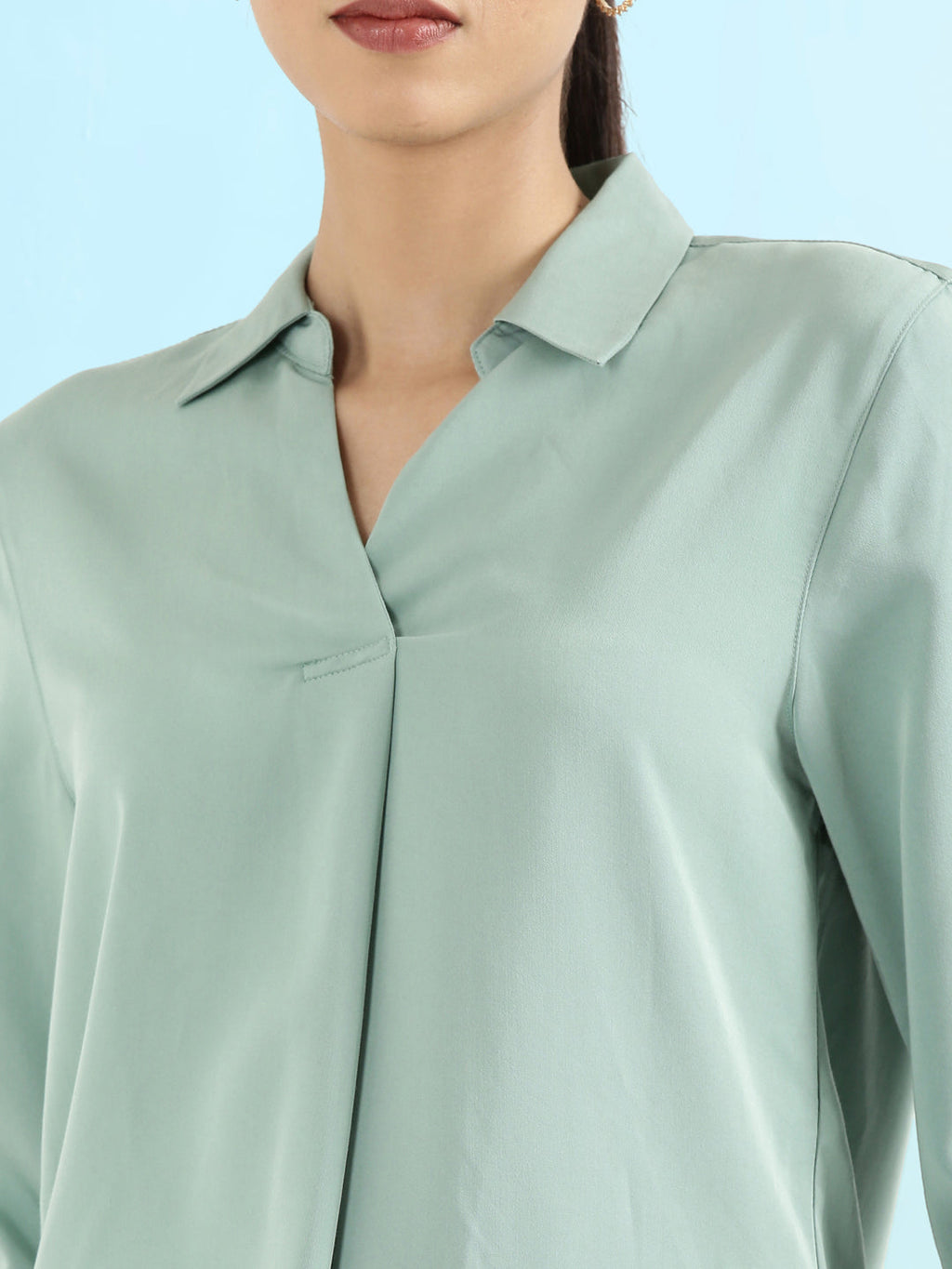 Rayon Polo Collar Top