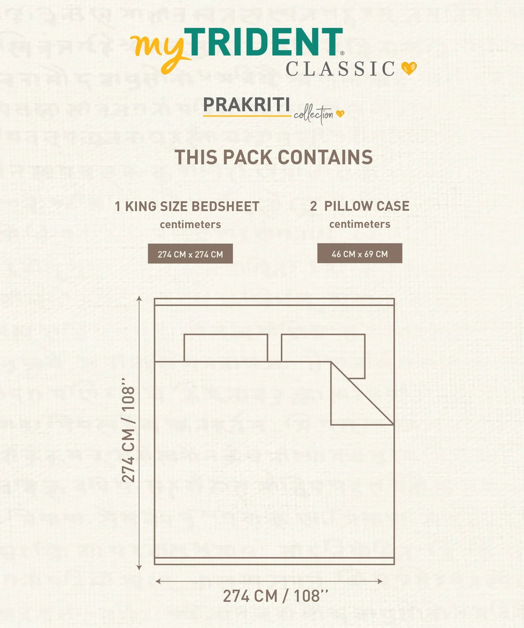 Classic Prakriti King Bedsheet Set, Neelgiri|210 TC Cotton|2 Pillow Covers