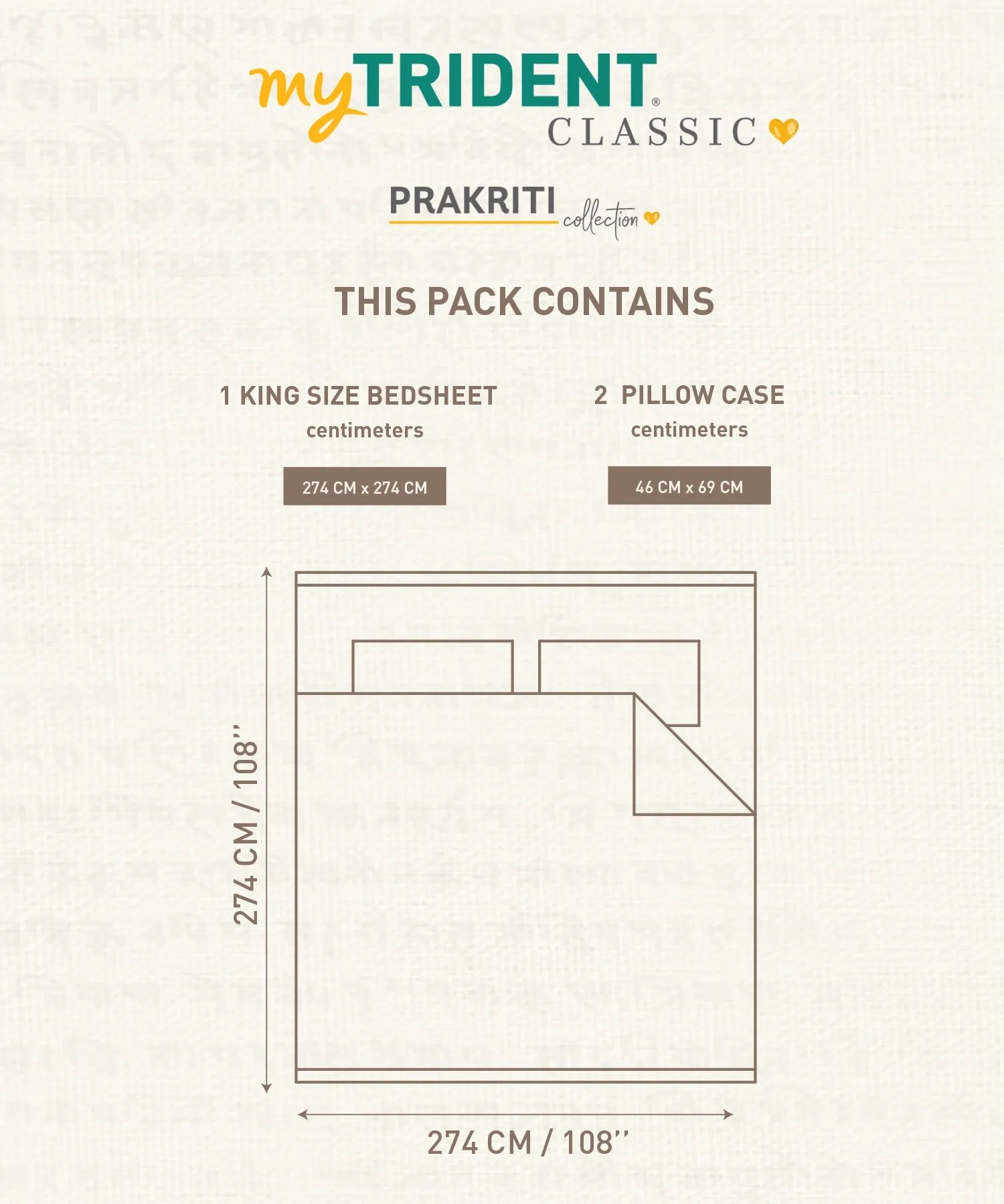 Classic Prakriti King Bedsheet Set, Neelgiri|210 TC Cotton|2 Pillow Covers