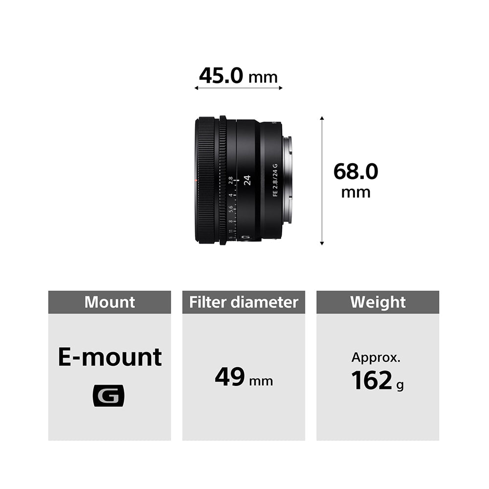 Sony FE 24mm F2.8 G (SEL24F28G) E-Mount Full-Frame, Wide-angle Prime G Lens