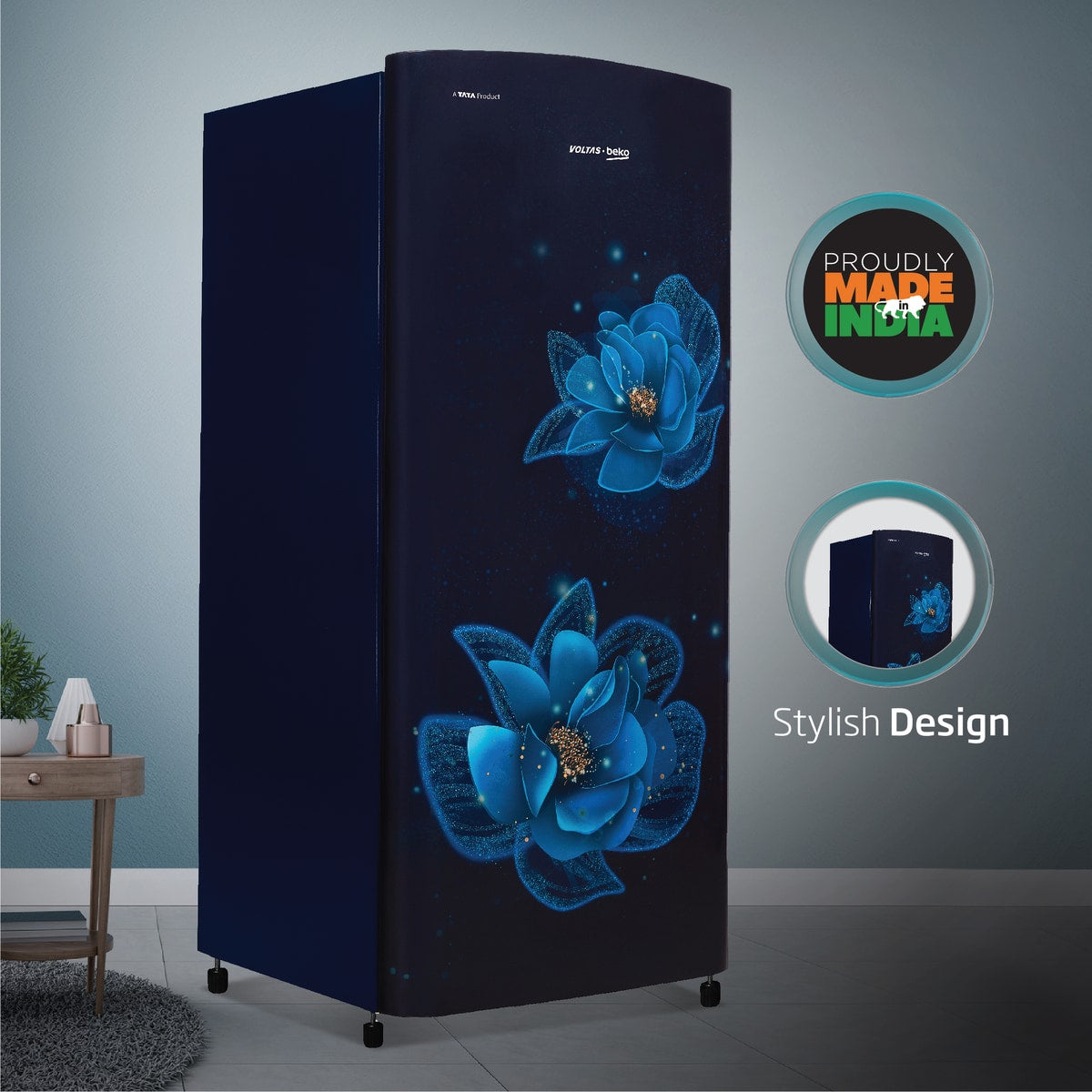Voltas Beko 183 L, 3 Star, Direct Cool Single Door Refrigerator (Fressia Blue)