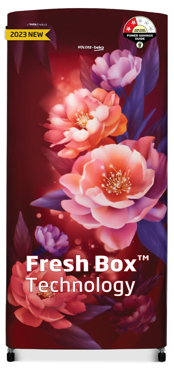 Voltas Beko 173 L, 2 Star, Direct Cool Single Door Refrigerator (Peony Wine)