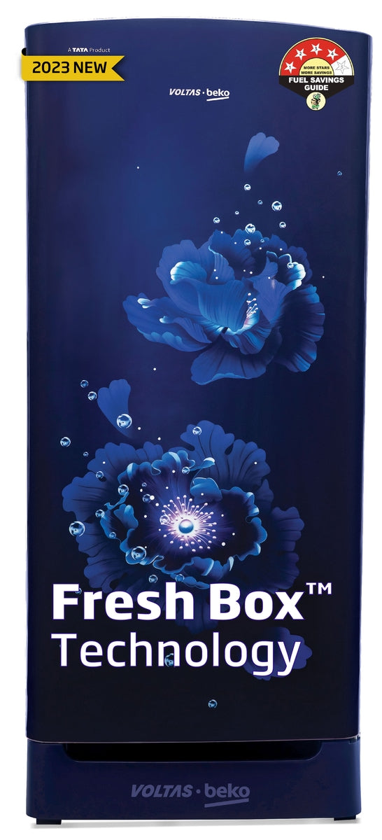 Voltas Beko 183 L, 4 Star, Direct Cool Single Door Refrigerator (Fairy Flower Blue)