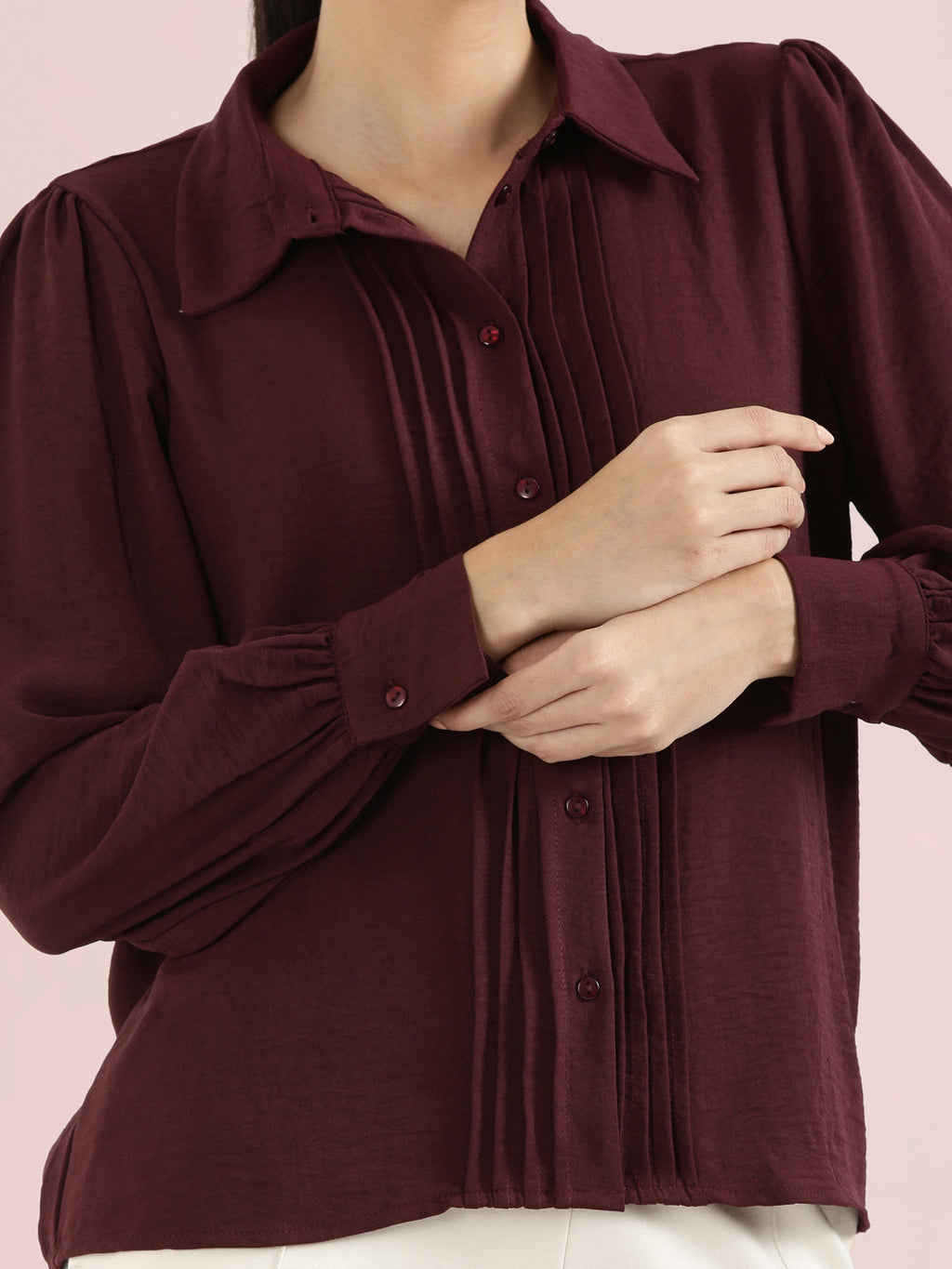 Hammered Classic Collar Pintuck Shirt