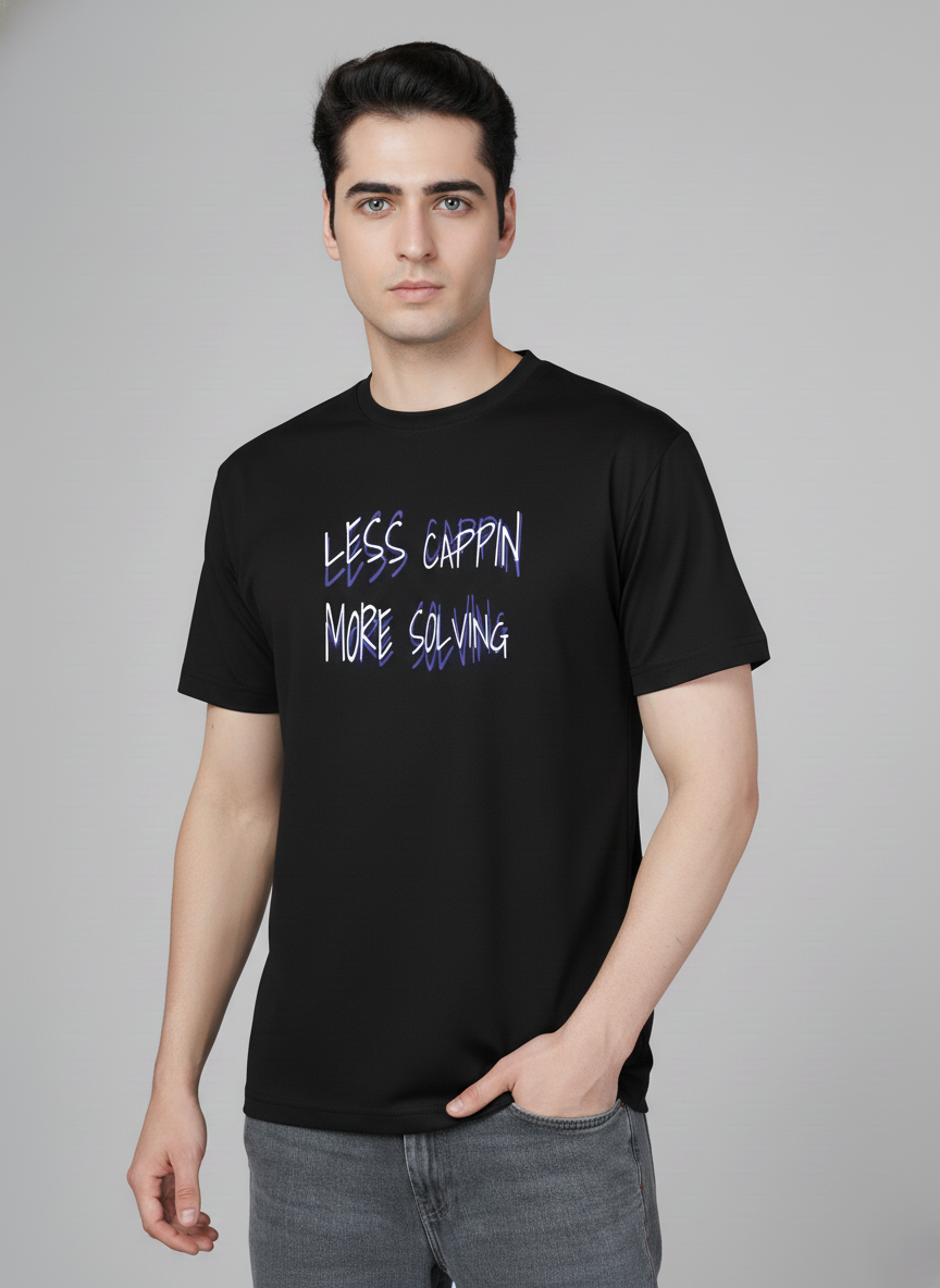 Men Cotton Black Printed Tshirt