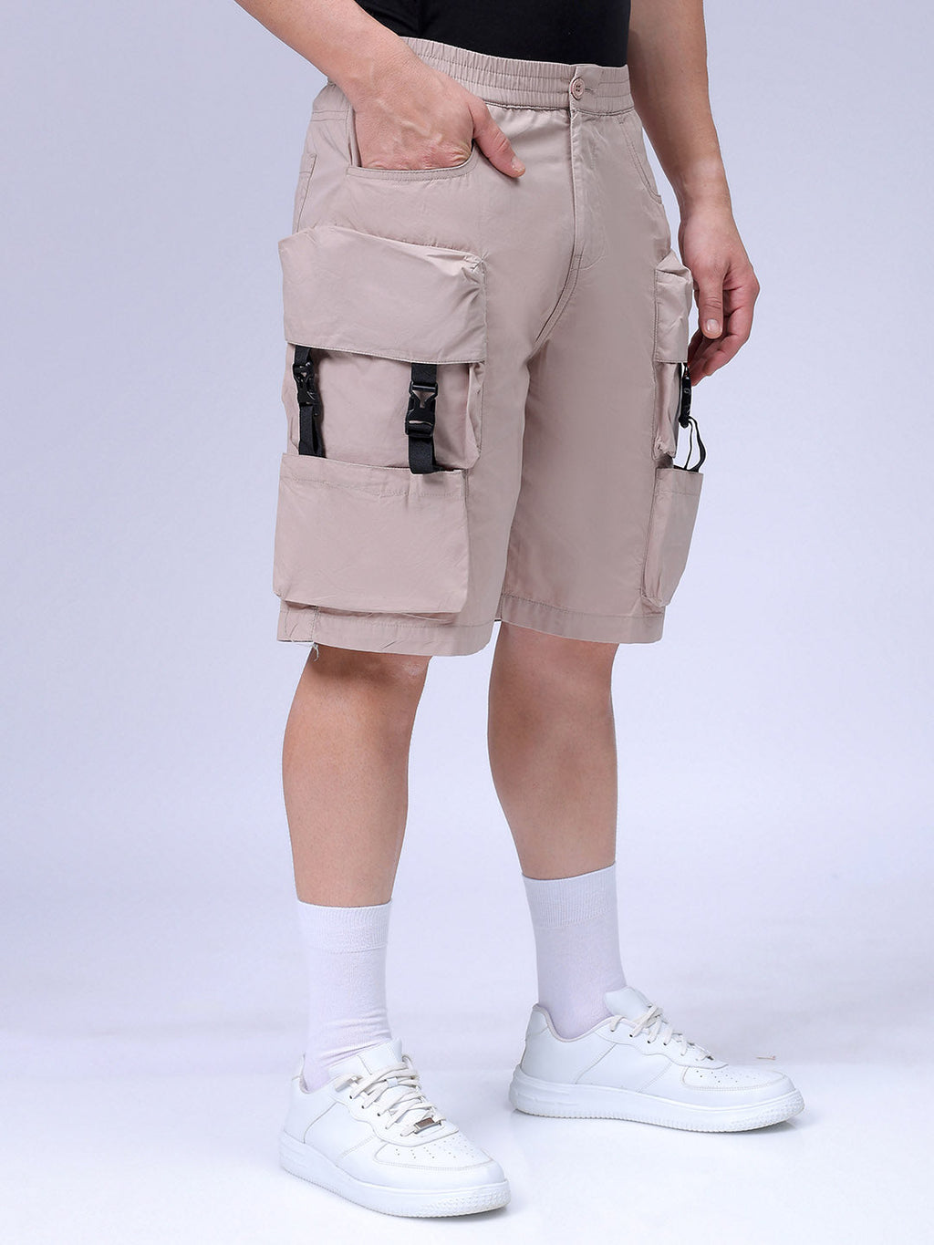 Men's Oat Milk Relaxed Fit Solid Utility Shorts