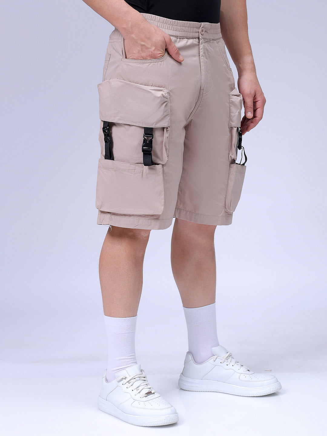Men's Oat Milk Relaxed Fit Solid Utility Shorts