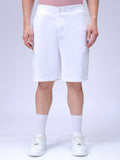 Men's White Relaxed Fit Solid Utility Shorts