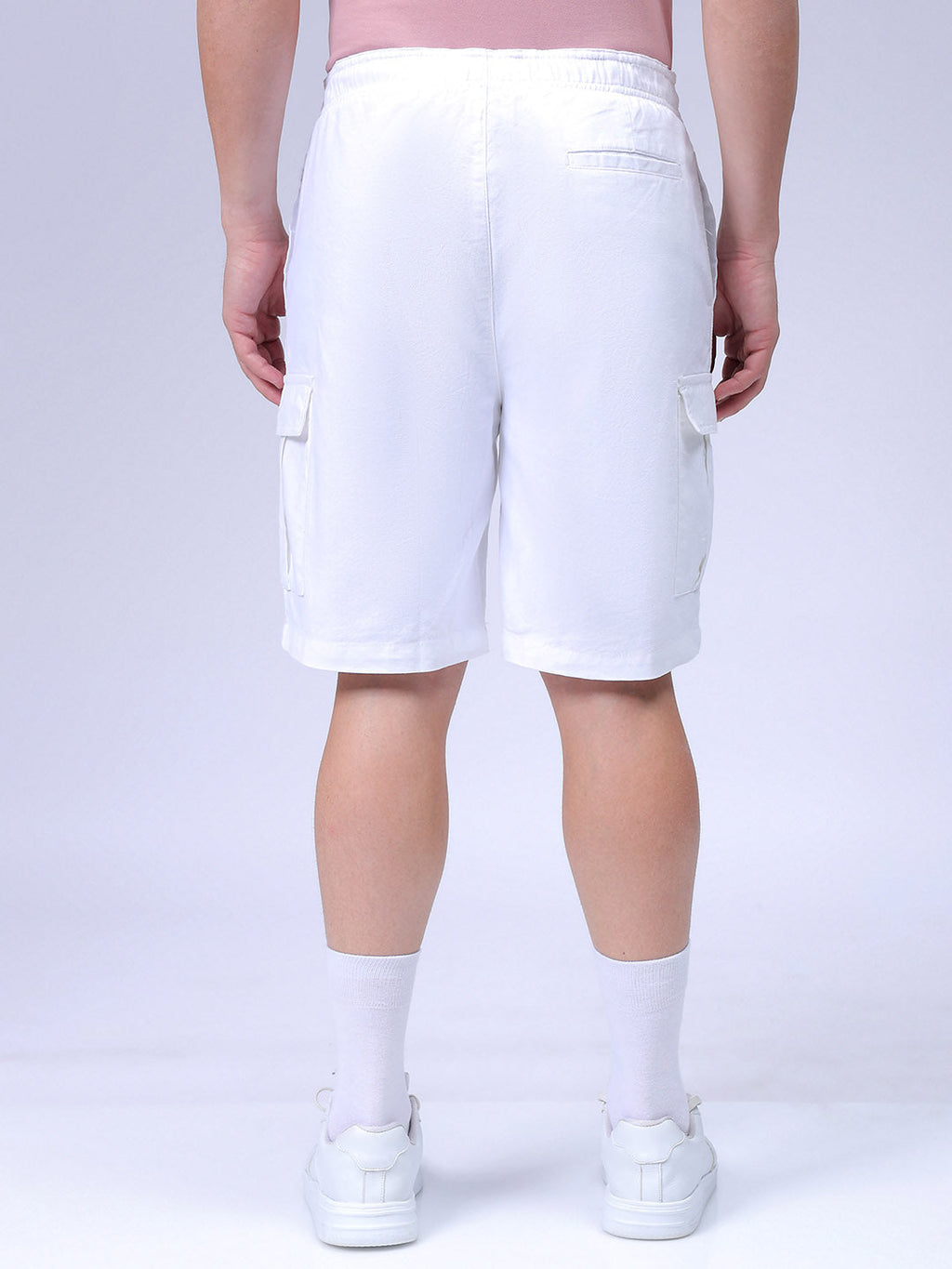 Men's White Relaxed Fit Solid Utility Shorts