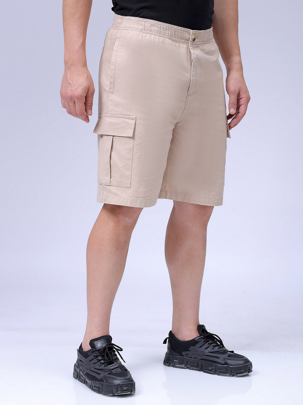 Men's Irish Cream Relaxed Fit Solid Utility Shorts