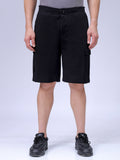 Men's Black Relaxed Fit Solid Utility Shorts