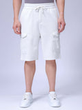 Men's White Relaxed Fit Textured Utility Shorts