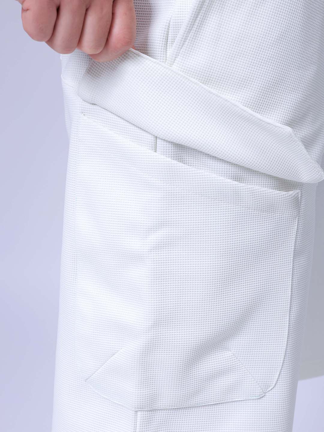 Men's White Relaxed Fit Textured Utility Shorts